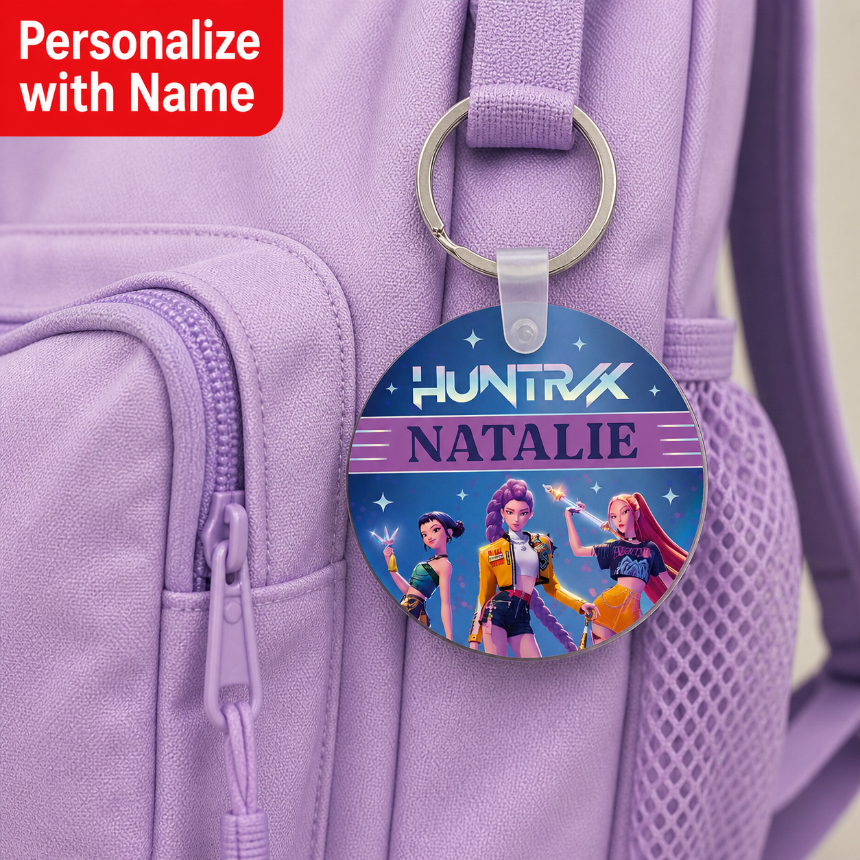 demon hunters personalized backpack clip keychain
