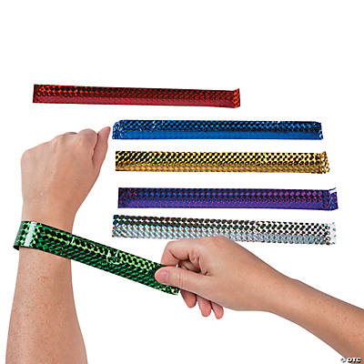 Diamond Metallic Slap Bracelets - 12 Pack