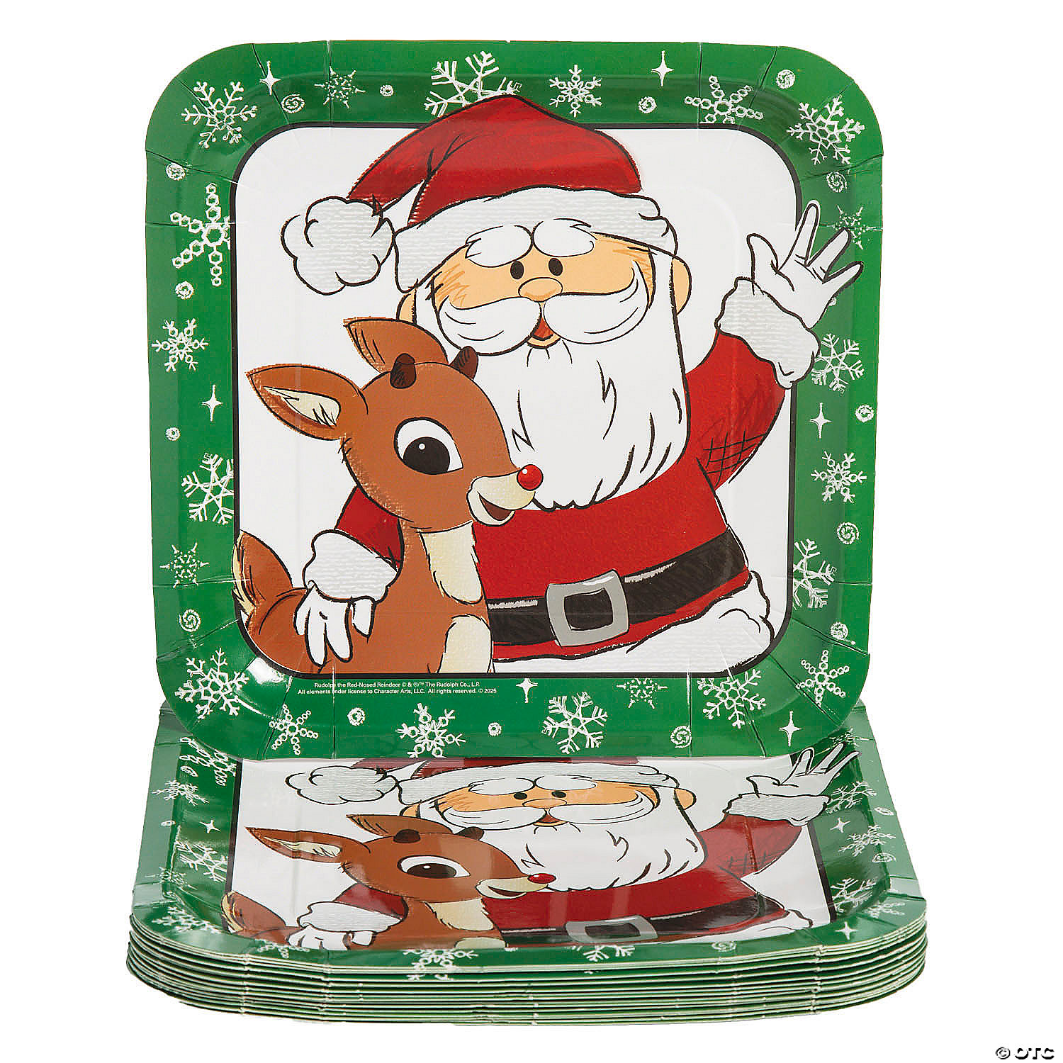 Rudolph Santa Square Dinner Plates-8Pk