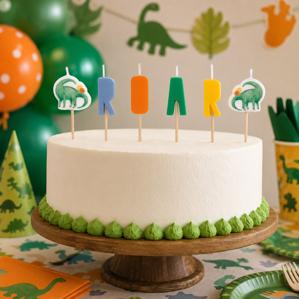 Trendy Dinosaur Deluxe Shaped Cake Candles - 6 CT