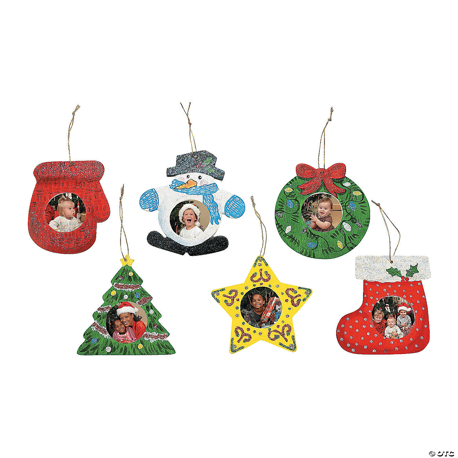 Unfinished Wood Picture Frame Christmas Ornaments 12 Pack