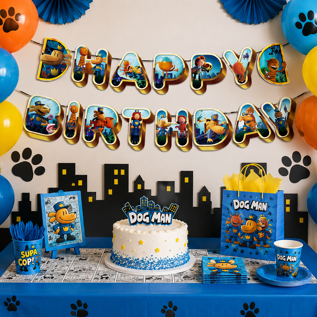 Dog Man Happy Birthday Banner