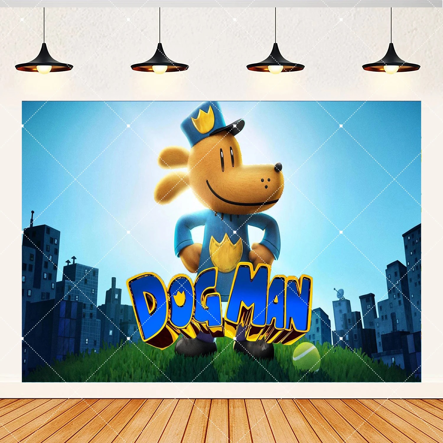 Dog Man Fabric Birthday Backdrop
