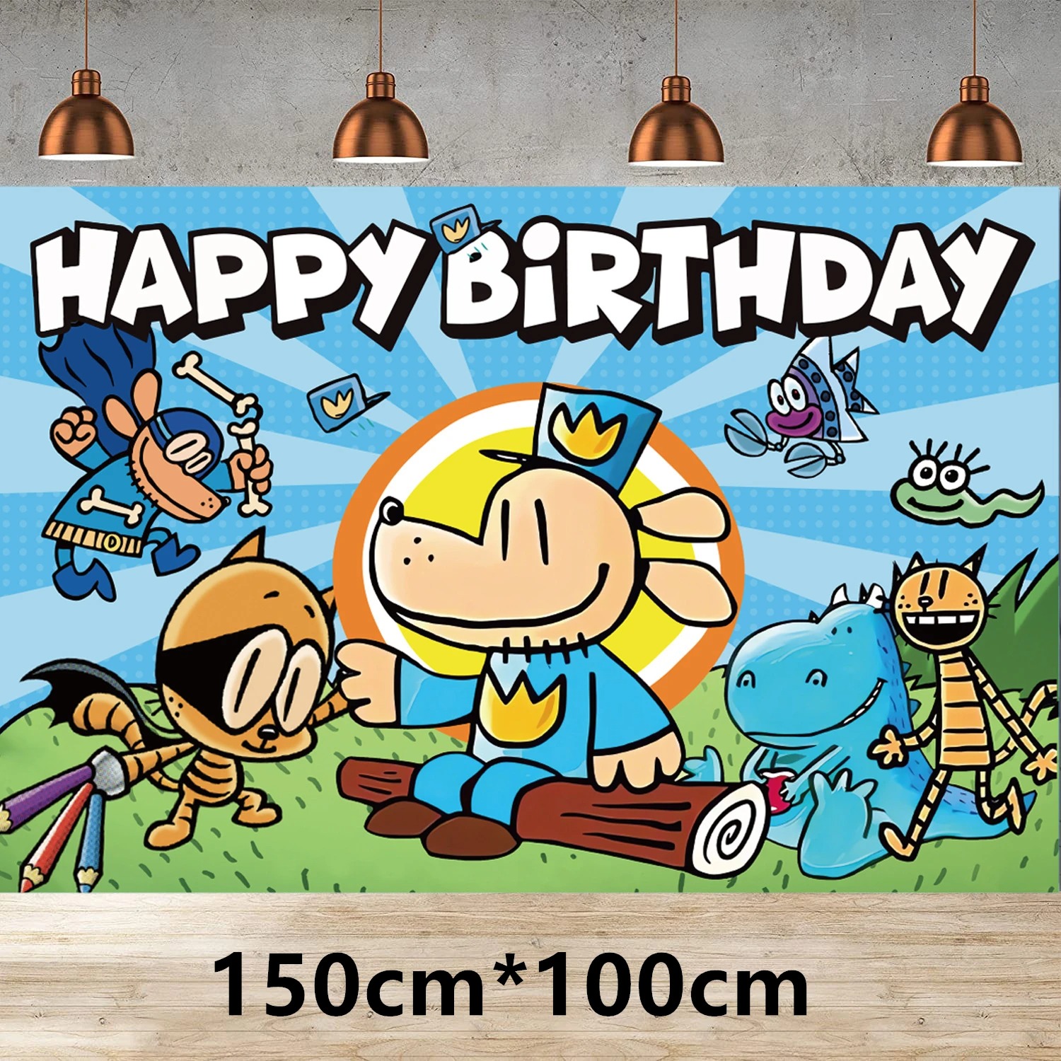 Dog Man Fabric Birthday Backdrop