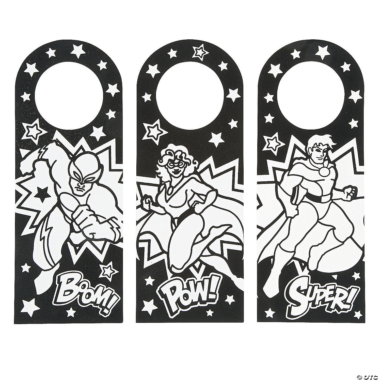 Colour Your Own Superhero Doorknob Hangers - 24Pk