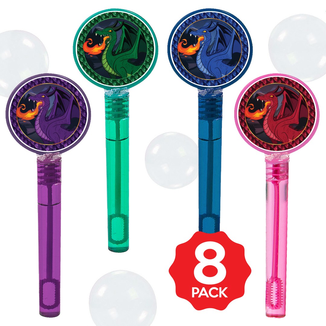 Dragon Bubble Bottles w/Wands - 8 PACK