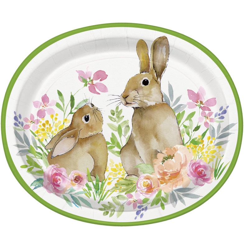 Easter Bunny Premium Jumbo Platter Plates - 8 PK