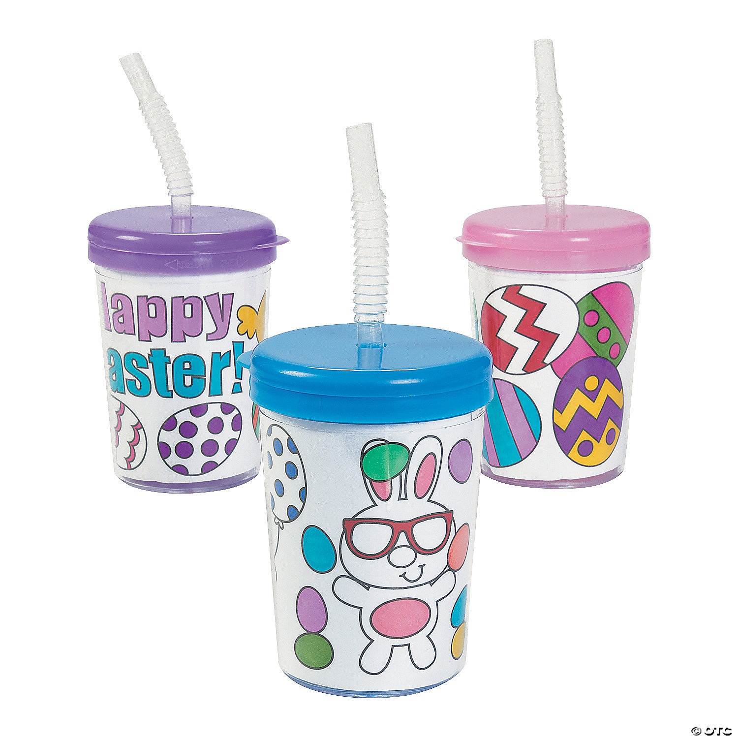 CYO Easter Cups with Lids & Straws - 12pk
