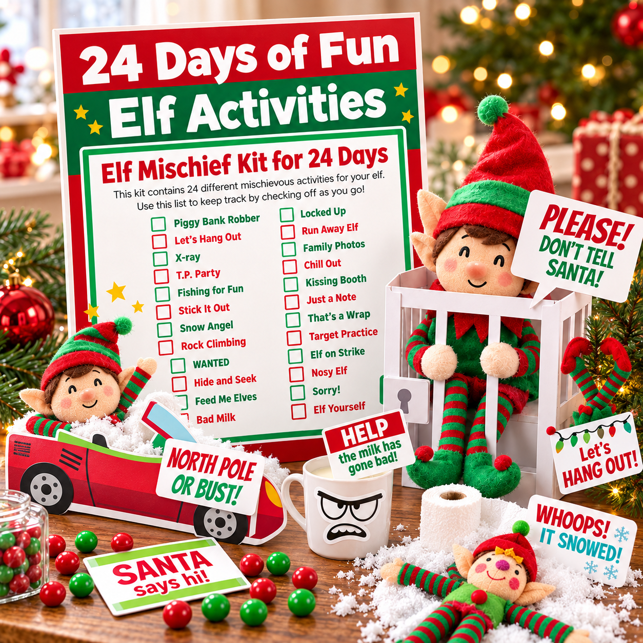Christmas Mischief Elf Activity Kit for 24 Days