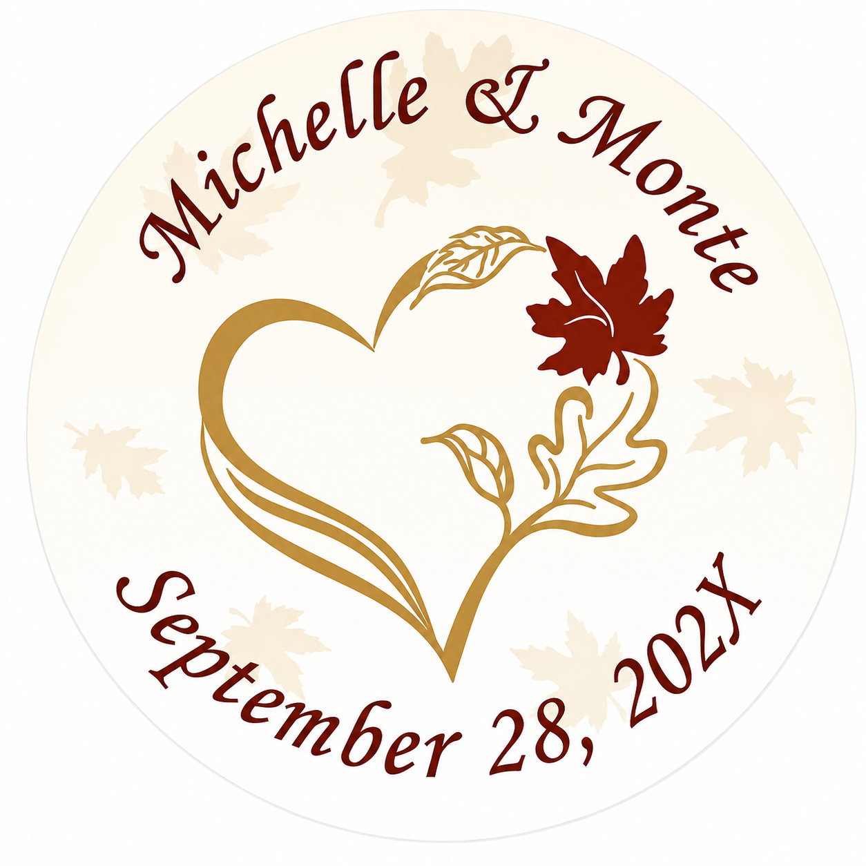 Personalized Fall Wedding Envelope Seals - 40 Pk