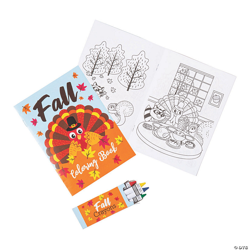 Fall Colouring Books with Crayons-12 Pack