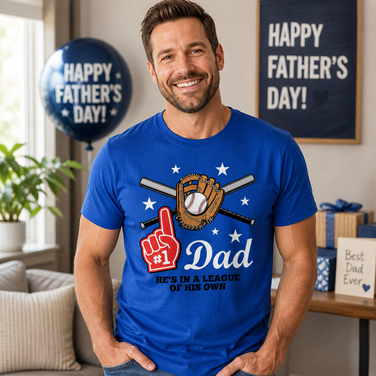 Dad Baseball Blue T-shirt