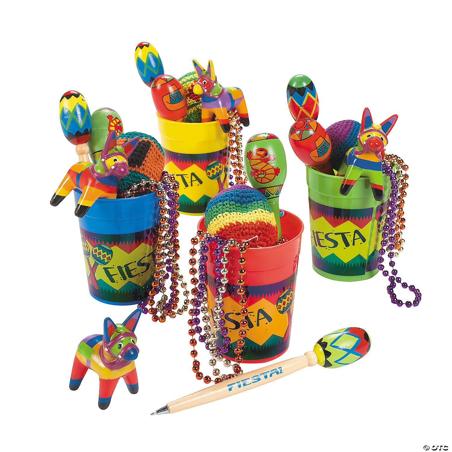 Favour Filled Fiesta Plastic Cups - 4 PK