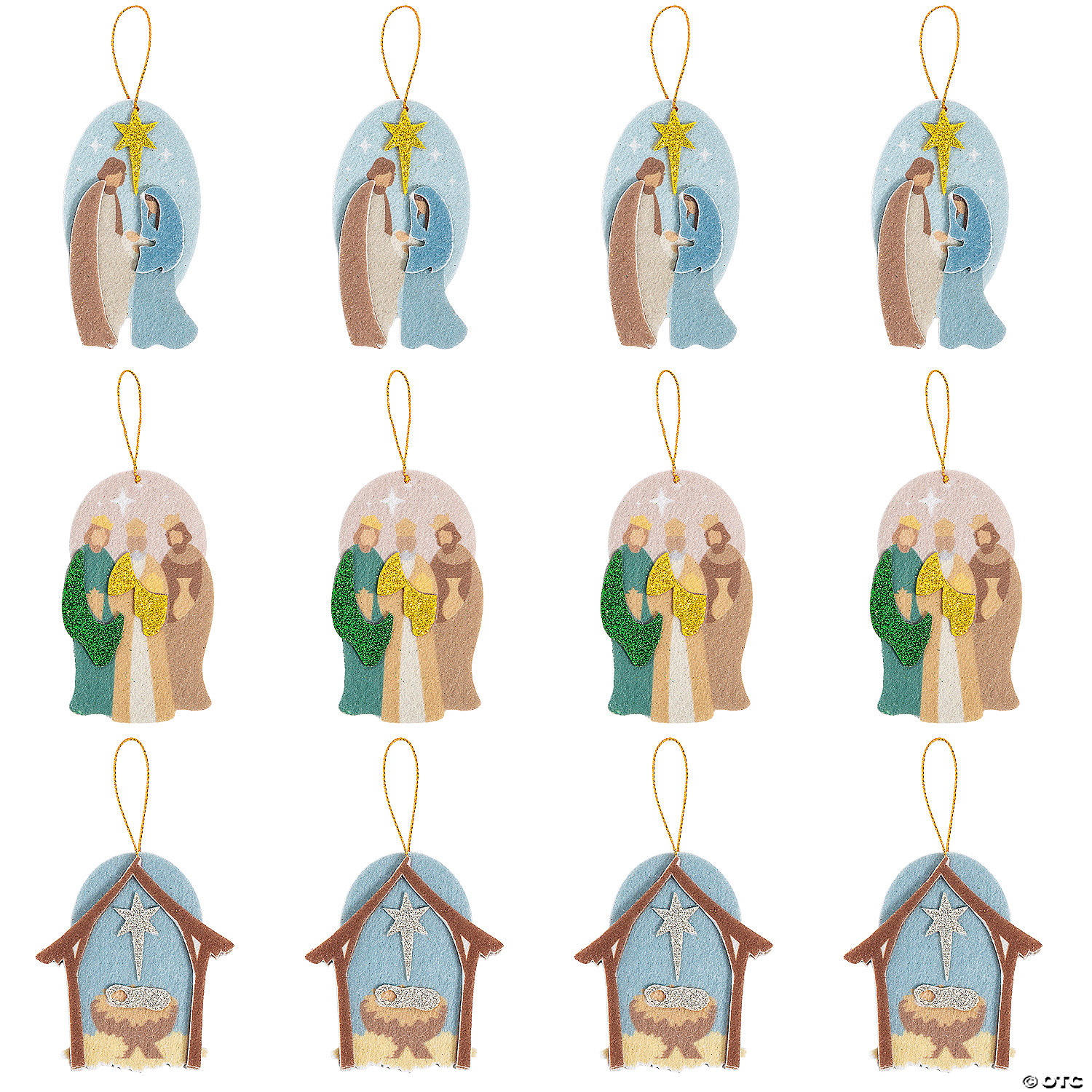 Simple Blessings Nativity Felt Christmas Ornaments-12 Pack