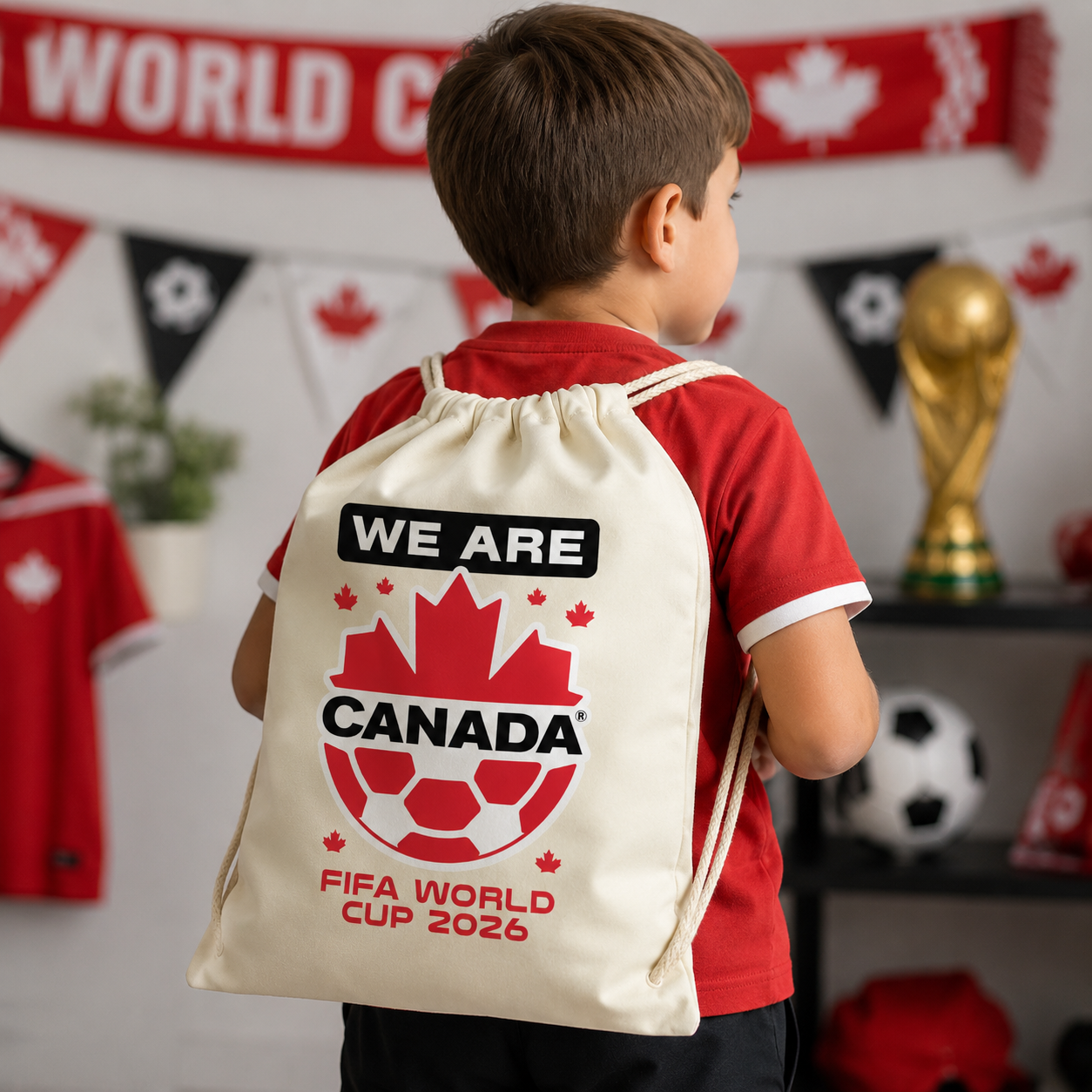 FIFA World Cup We Are Canada Soccer Drawstring Backpack
