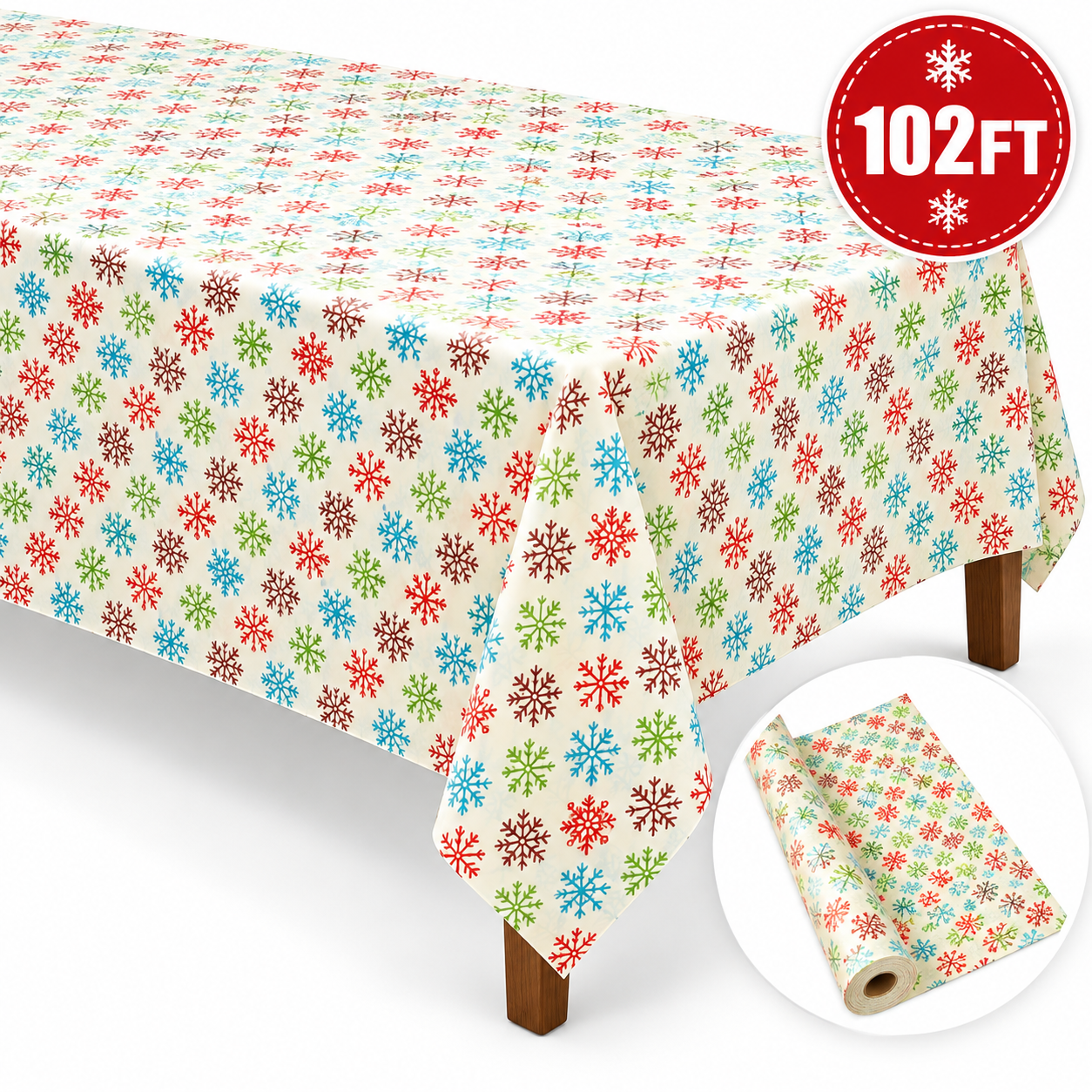 Fireside Folk Snowflake Christmas Tablecloth Roll