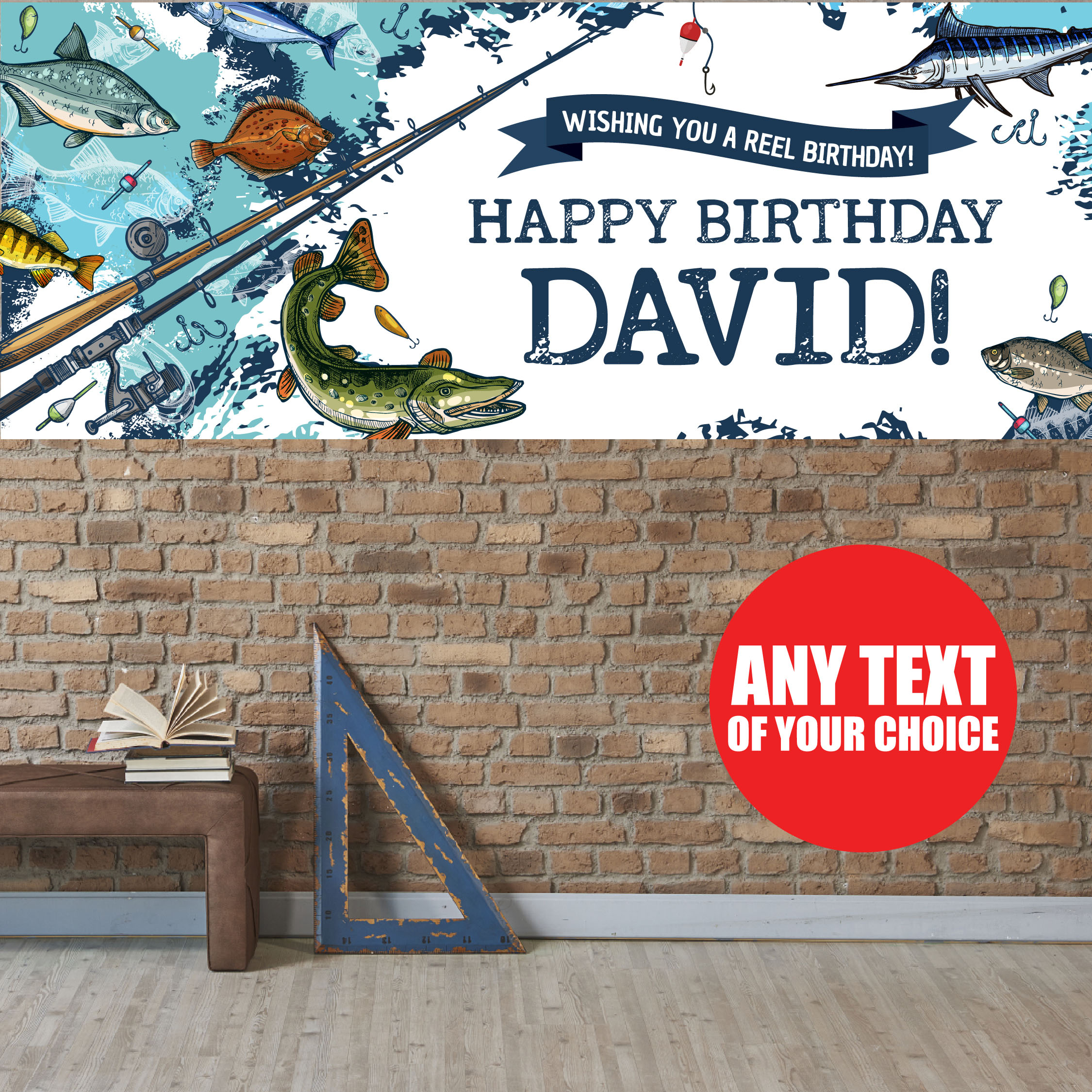 Fishing PERSONALIZED ANY Age Giant Vinyl Banner Party Supplies Canada -  Open A Party