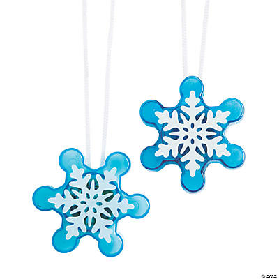 Flashing Winter Snowflake Necklaces - 12 Pack