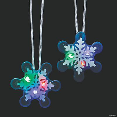 Flashing Winter Snowflake Necklaces - 12 Pack
