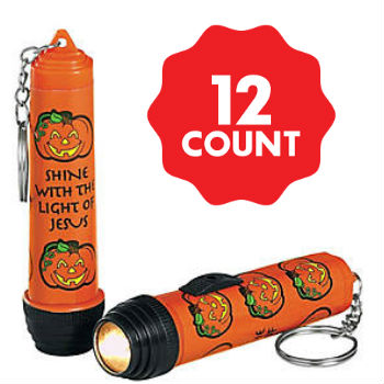 Christian Pumpkin Flashlight Keychains - 12 Pk