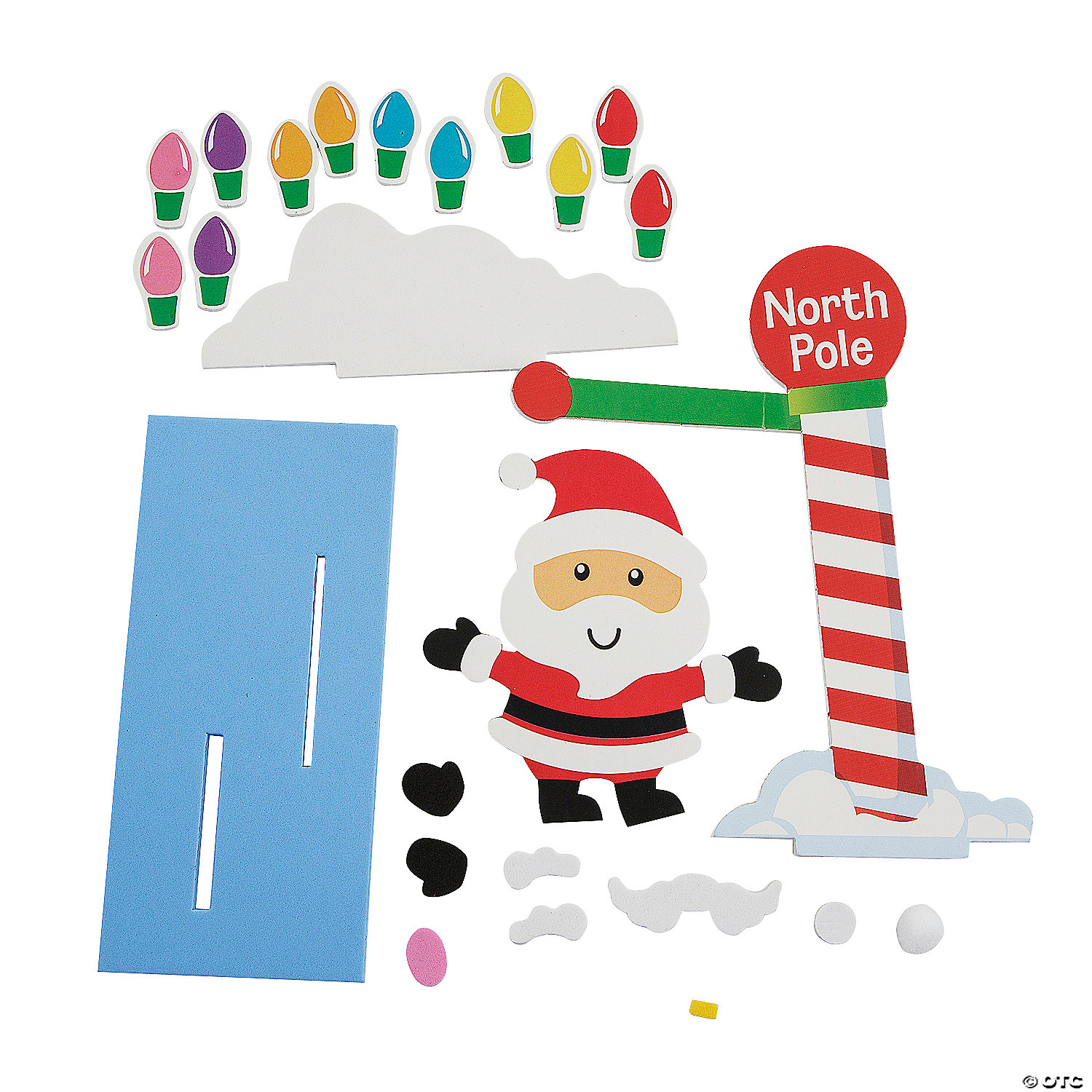 Santa Swinging on Lights 3D Craft Kit - 12 Pack