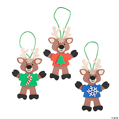 Reindeers with T-Shirt Ornament Craft Kits - 12 Pack