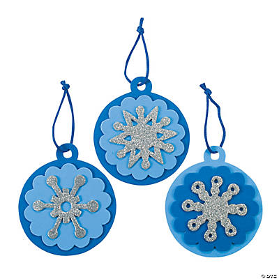 Round Snowflake Christmas Ornament Craft Kit - 12 Pack
