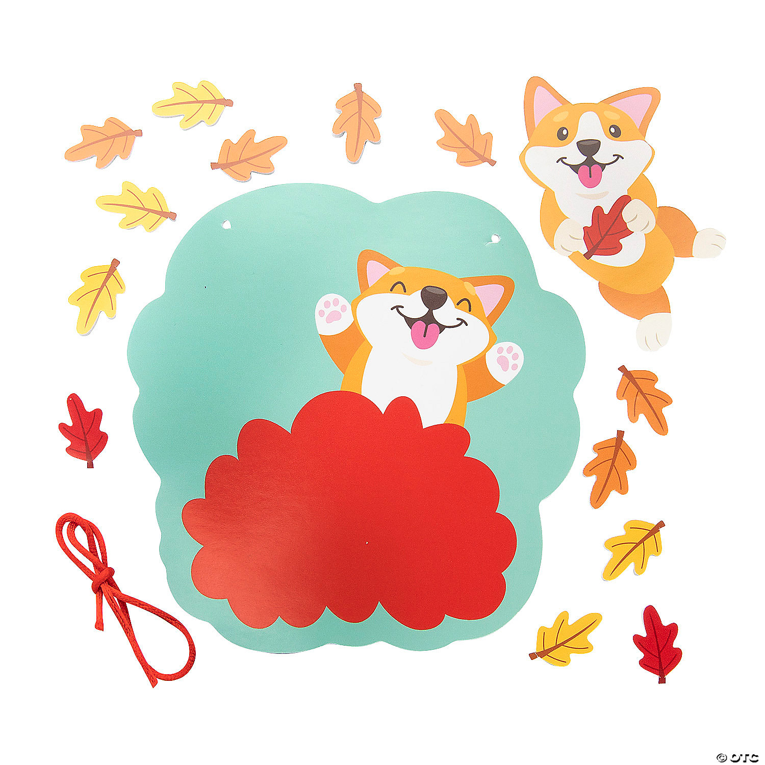 Dogs Playing in Fall Leaves Sign Craft Kit-12Pk