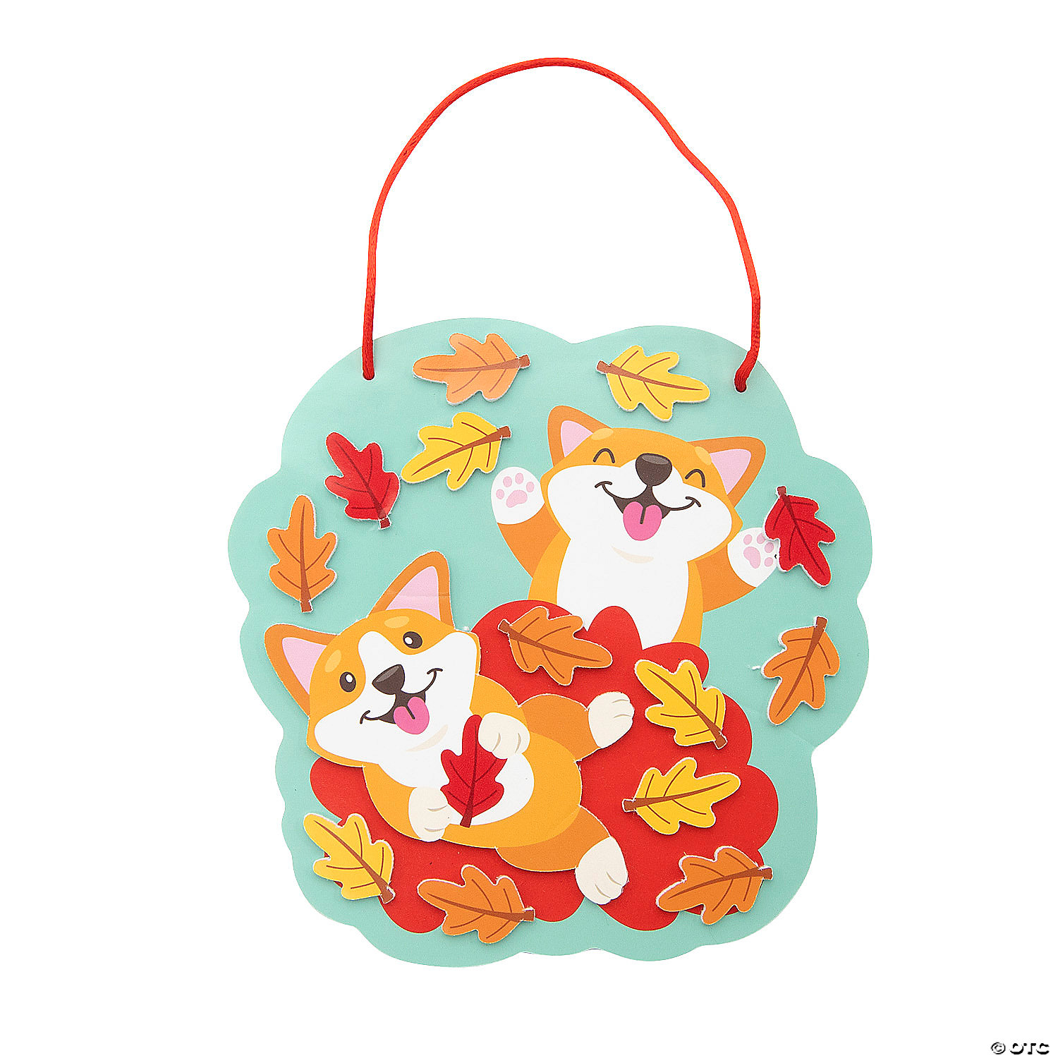Dogs Playing in Fall Leaves Sign Craft Kit-12Pk
