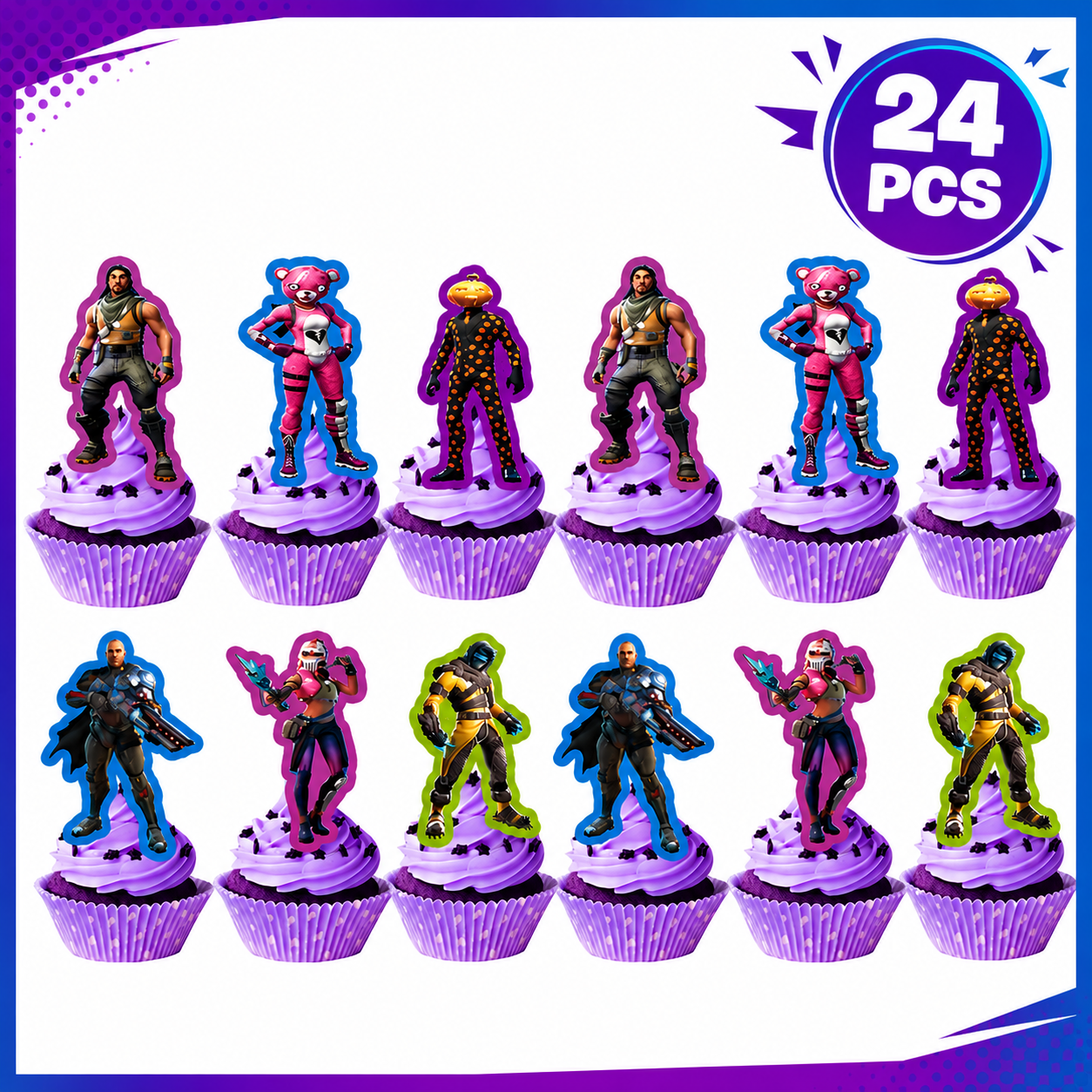 Fortnite Cupcake Picks - 24pcs