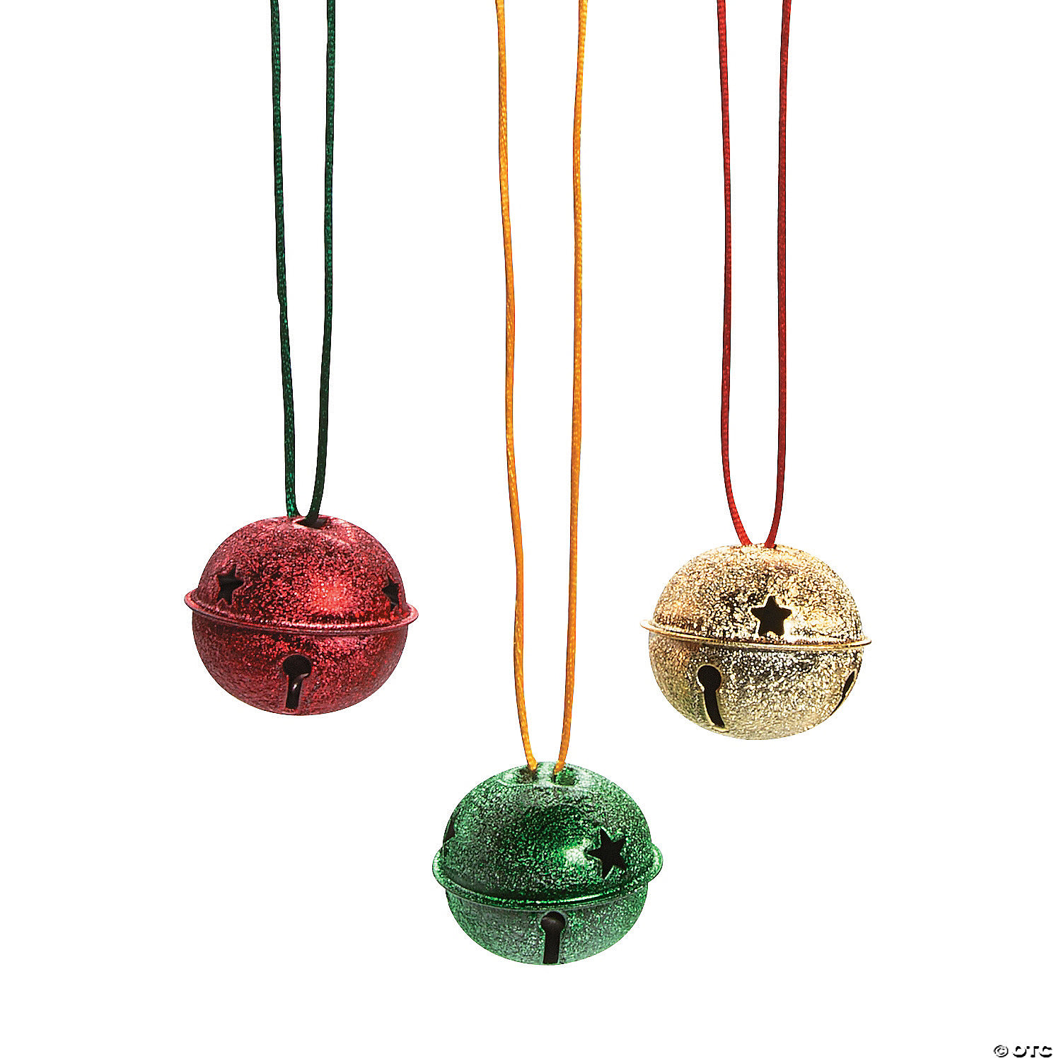 Metal Frosted Jingle Bell Necklaces - 12 Pk