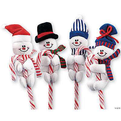 Fuzzy Felt Snowmen Candy Cane Huggers - 12pk