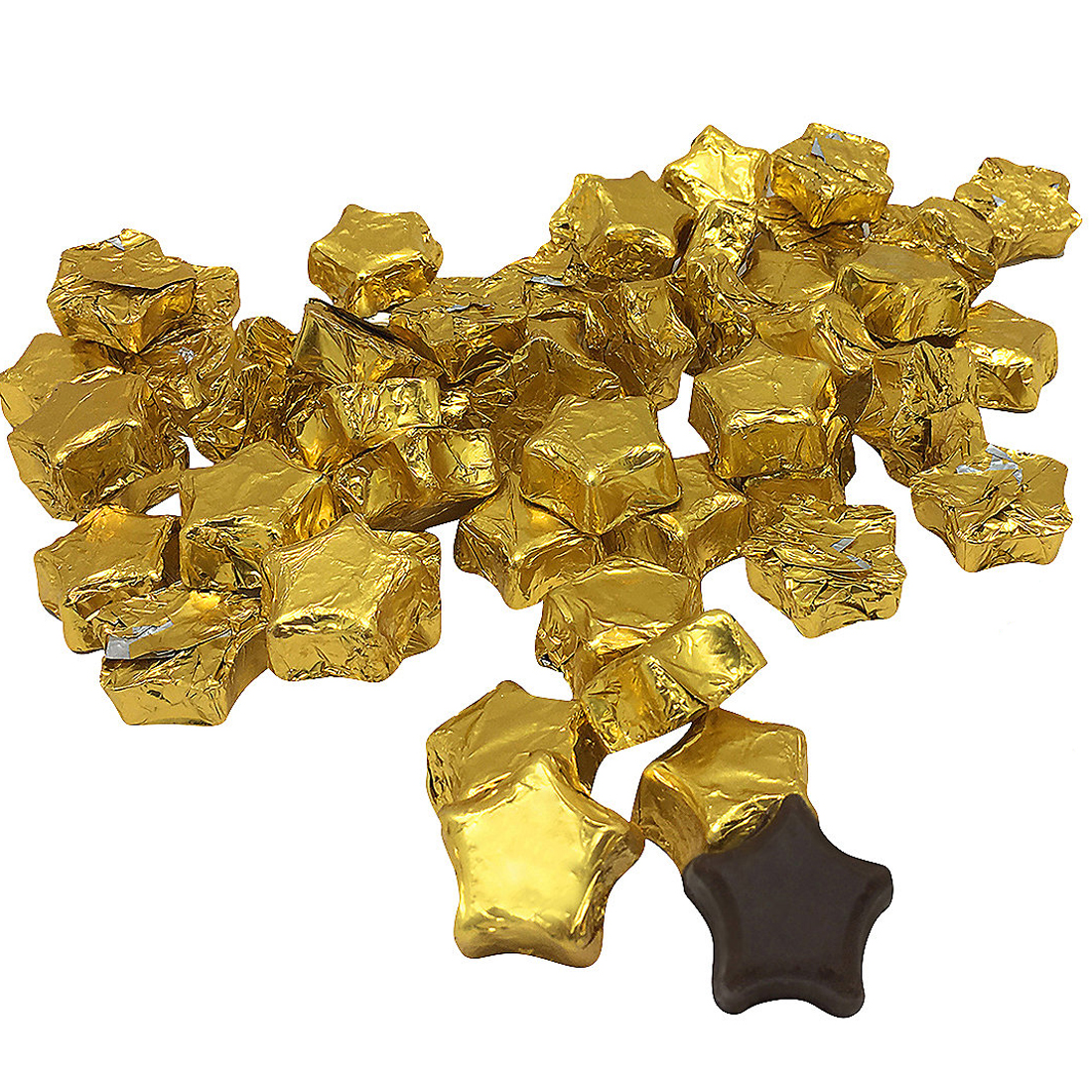 Gold Foil-Wrapped Chocolate Stars - 1 Pound