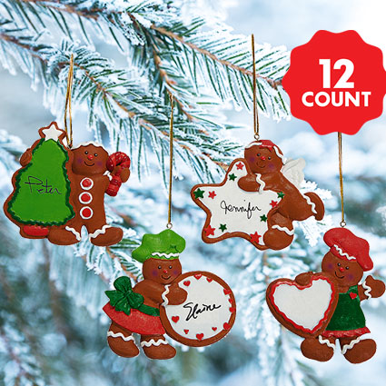 Gingerbread Write On Hand Painted Ornaments - 12 Pack
