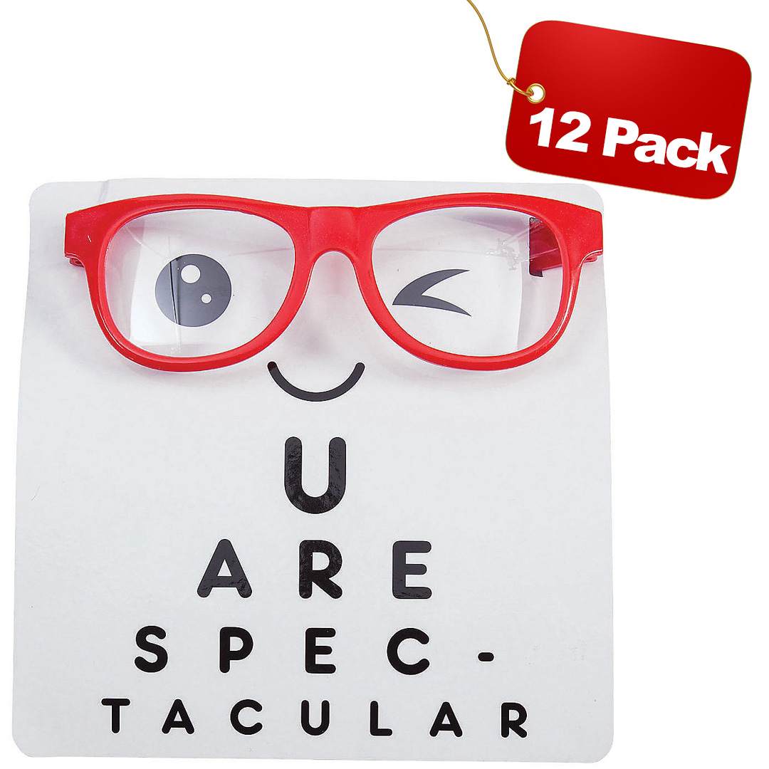 Nerd Clear Lens Glasses with Cards - 12 PK