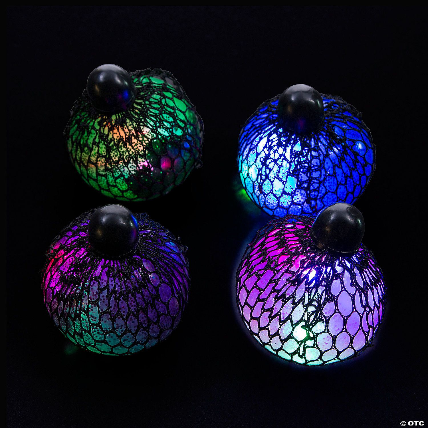 Glitter Light-Up Mesh Squeeze Balls-12Pk