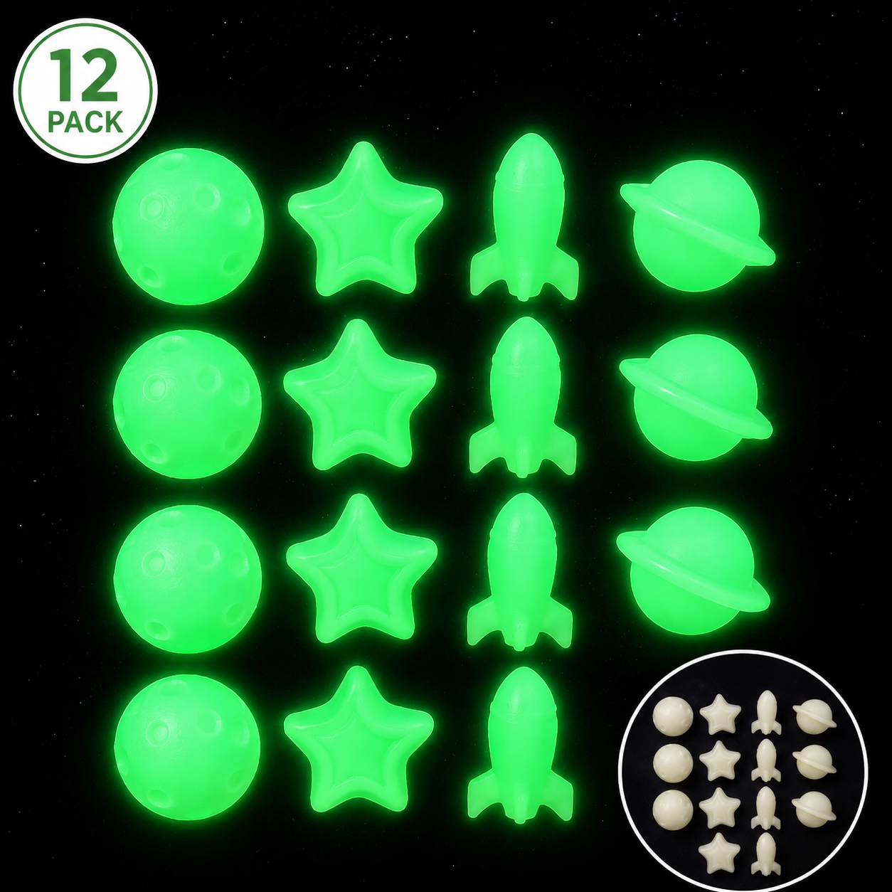 Outer Space Glow-in-the-Dark Toys-12Pk