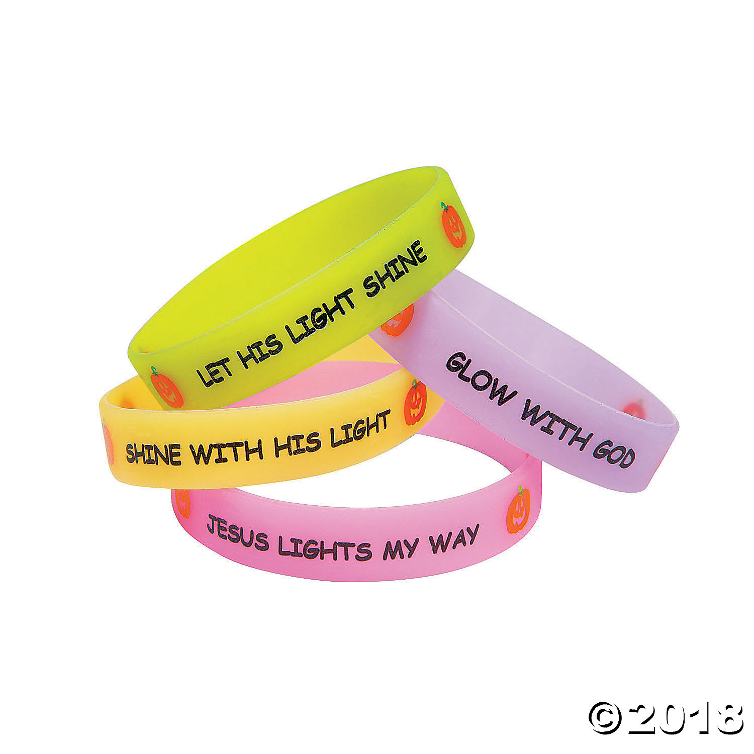 Christian Halloween Rubber Glow Bracelets -12 PACK