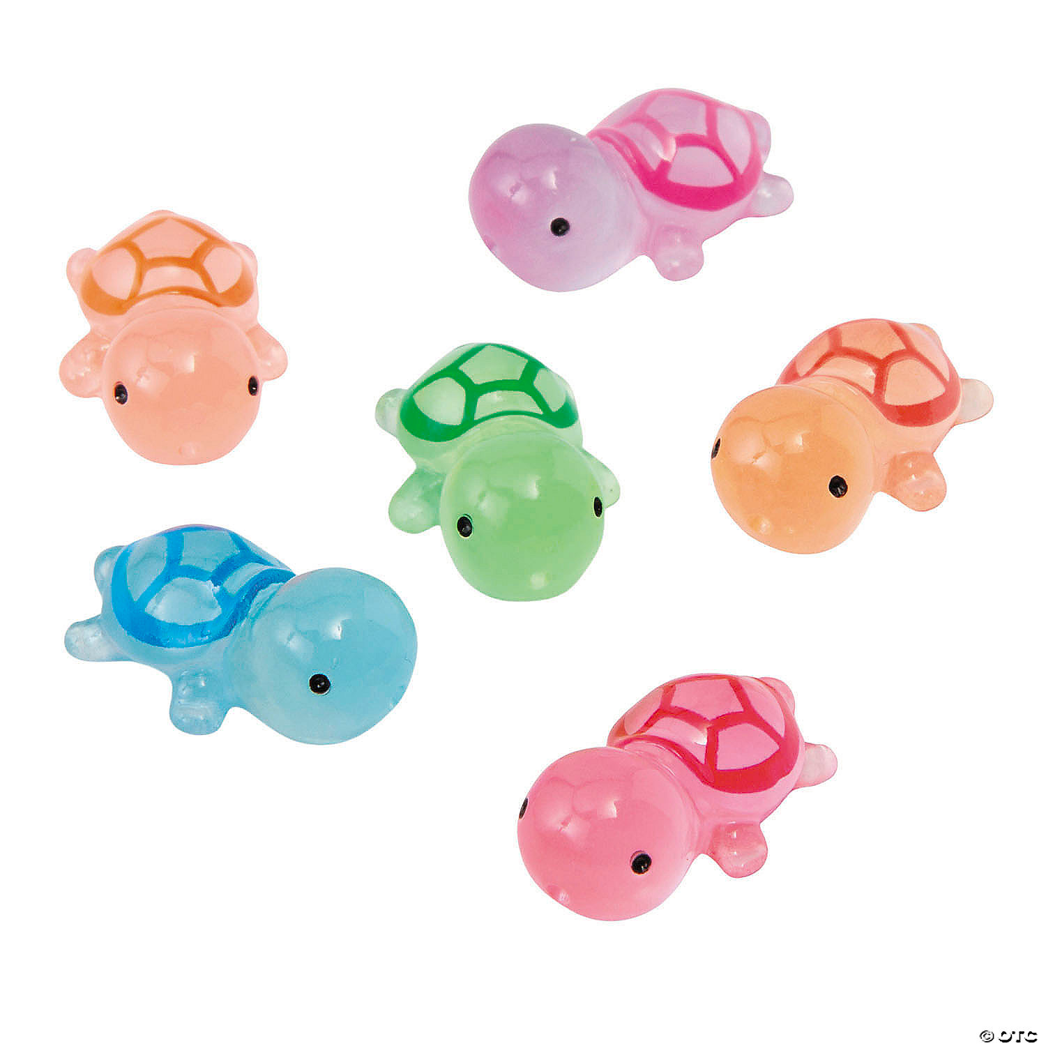 Bright Colours Glow-in-the-Dark Resin Turtles-50Pk