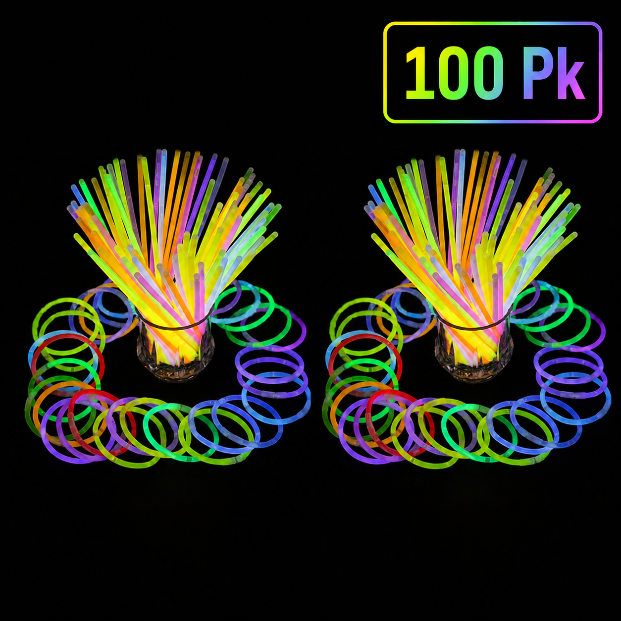 BULK Premium Glow Bracelet Assortment - 100Pk