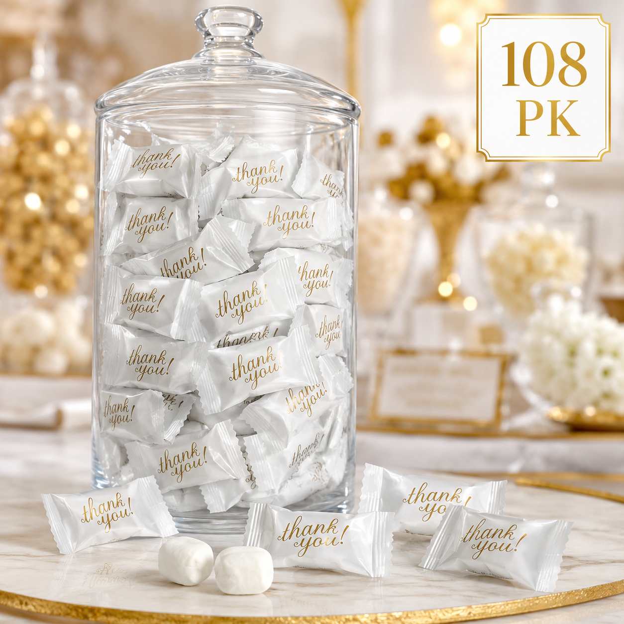 Gold Thank You Buttermints - 108pcs