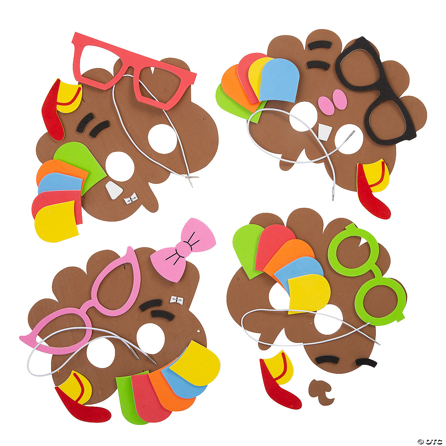 Goofy Turkey Mask Craft kit - 12 Pack