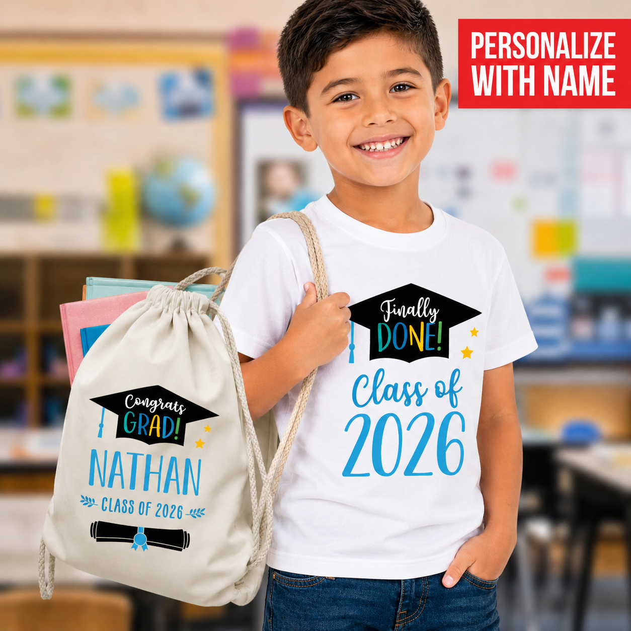 Boy Grad 2026 Personalized Backpack & TShirt Set