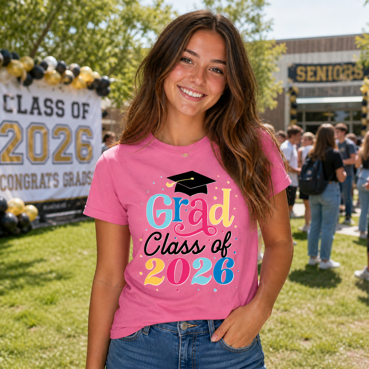 Class of 2026 Grad Girl Pink T-shirt