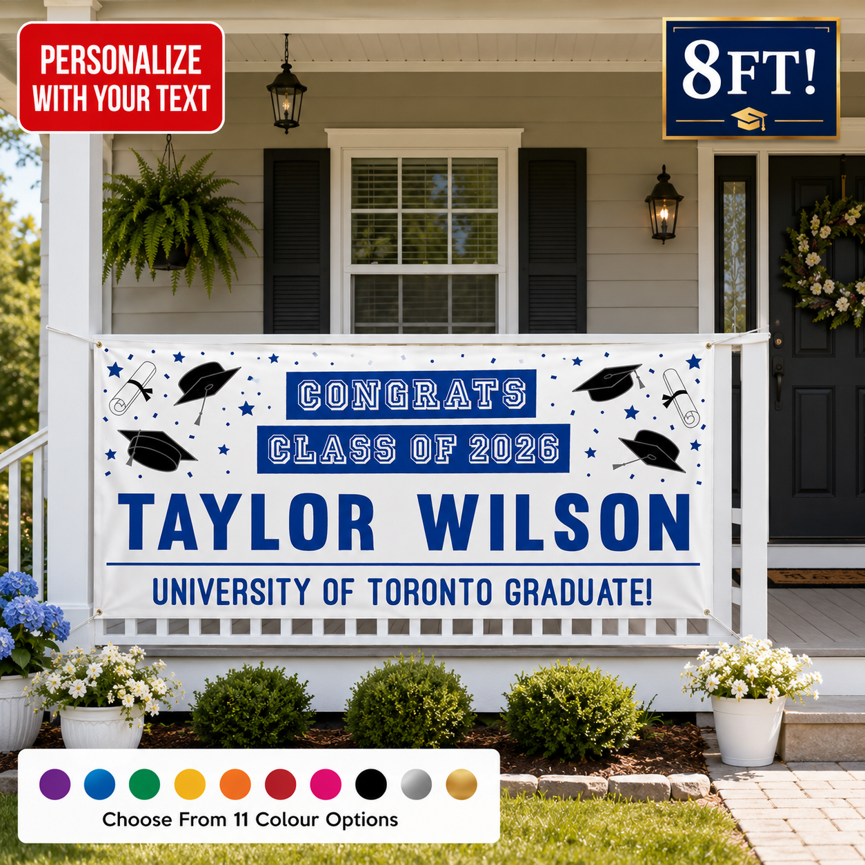 Grad Cap PERSONALIZED Gigantic 8FT Vinyl Banner