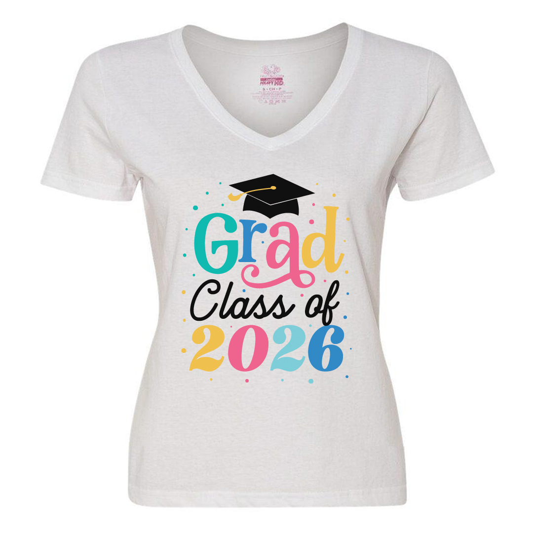 Class of 2026 Girl V-Neck T-shirt- Choose Size
