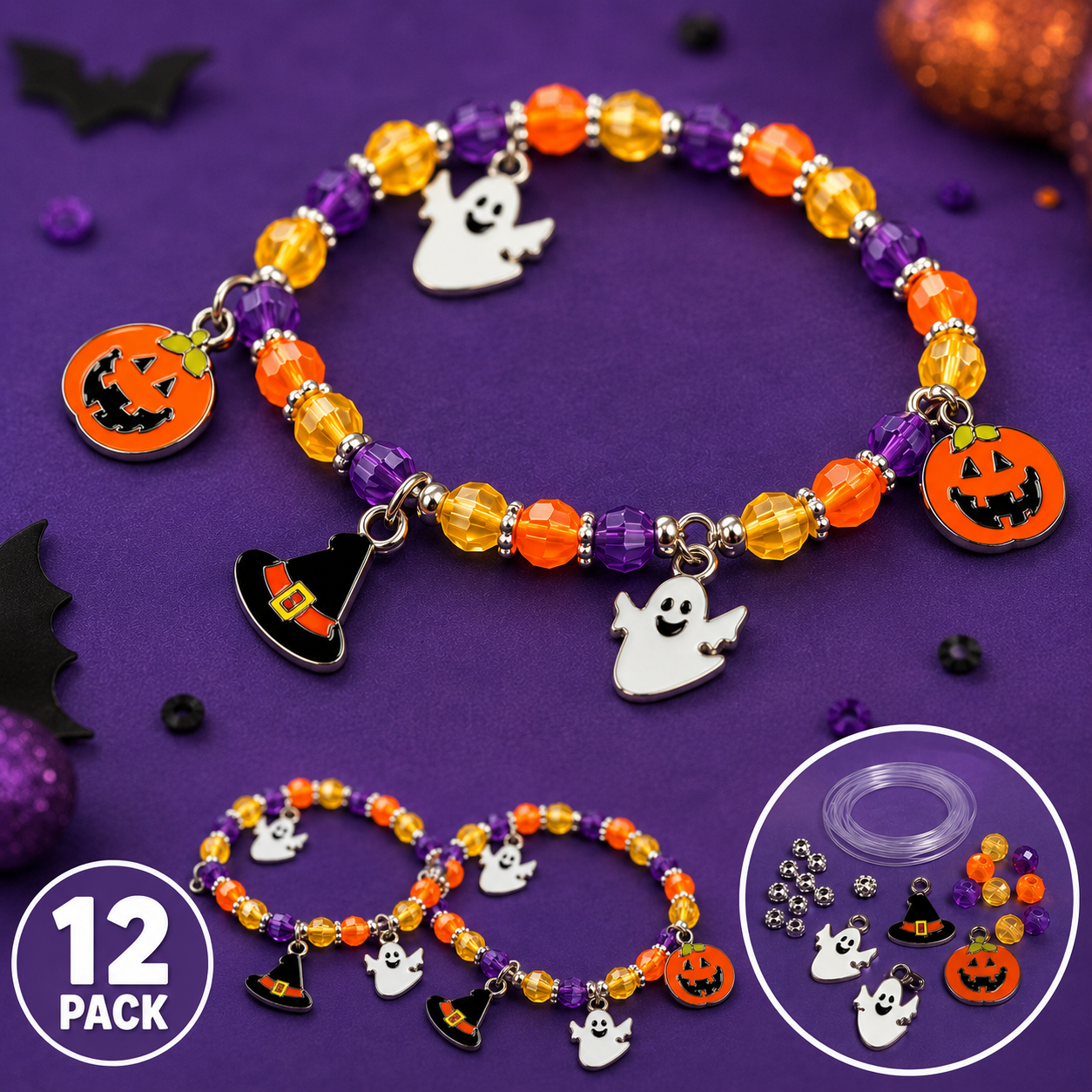 Halloween Metal Bracelet Craft Kits 12PK