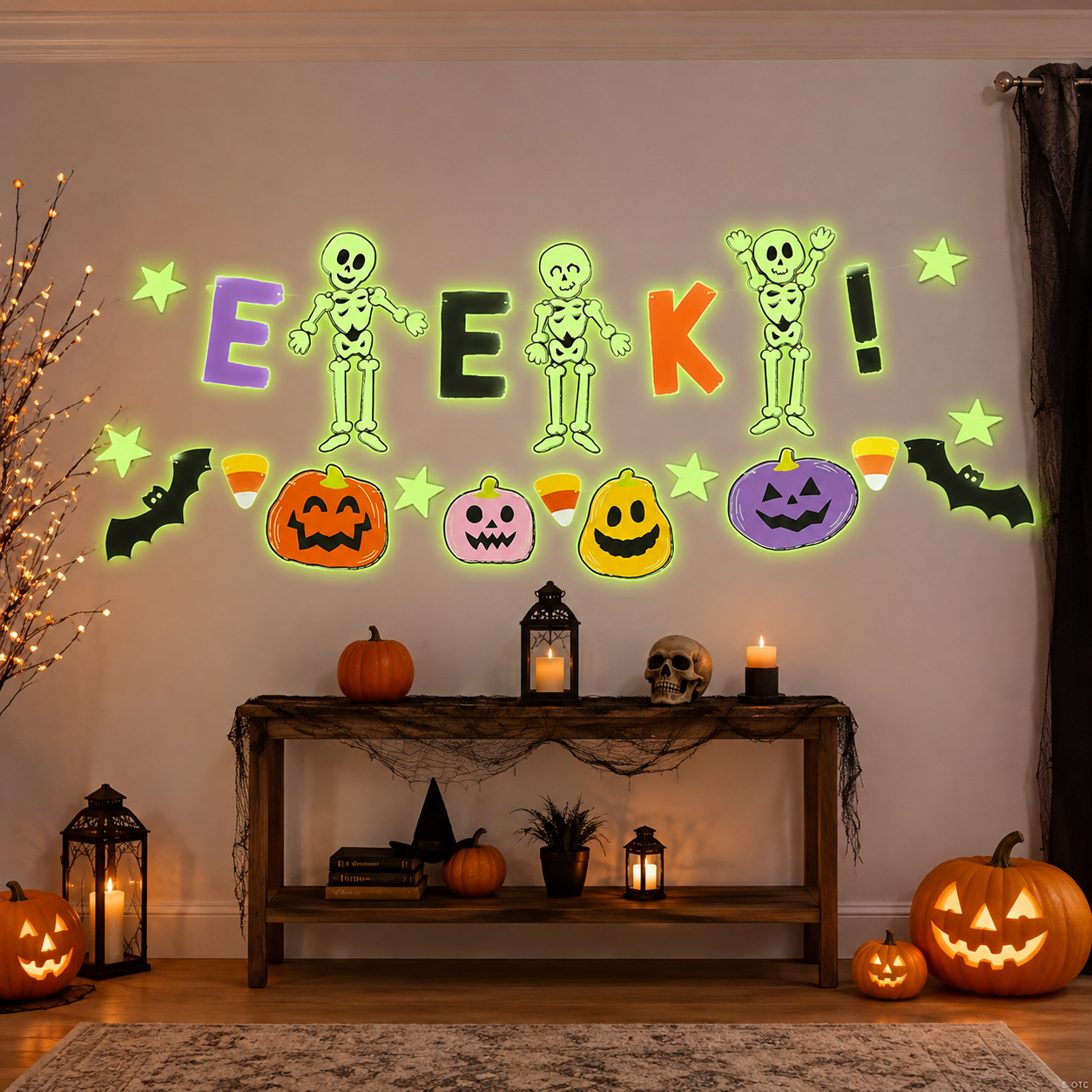 Glow-in-the-Dark Halloween Frightfully Fun Garland Set