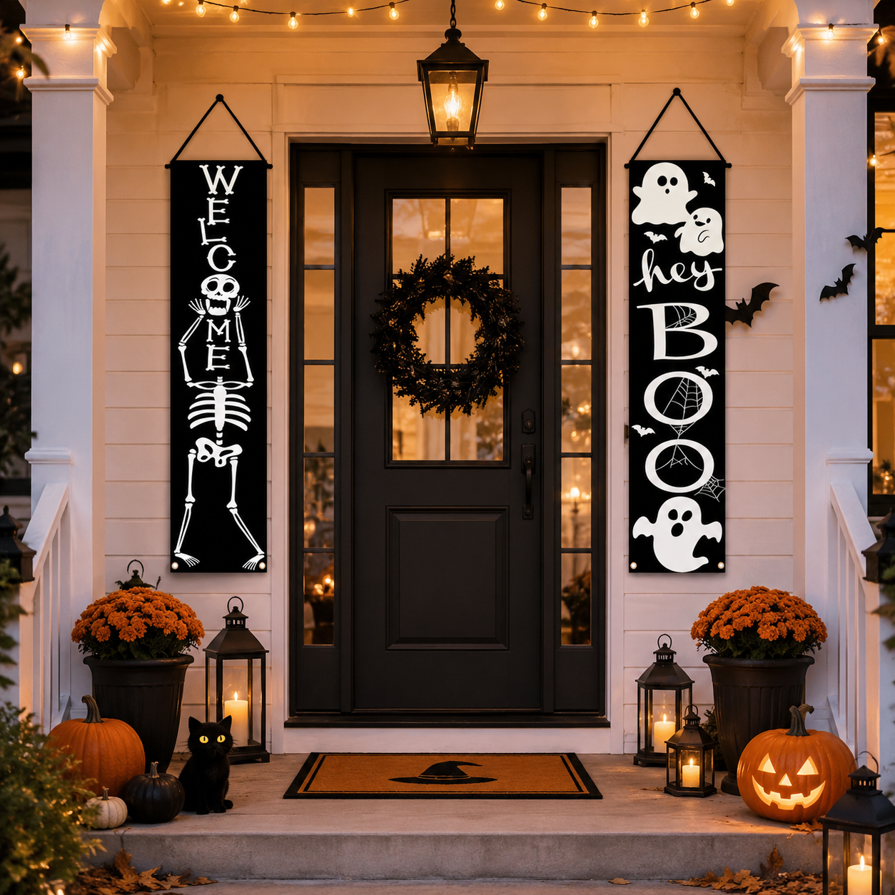 Halloween Hey Boo Fabric 120cm Door Banner Set 2pc