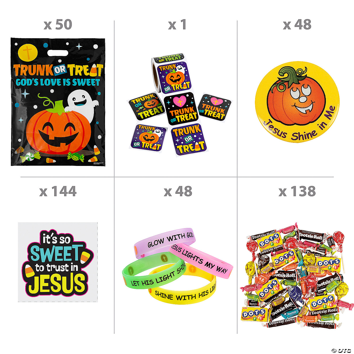 Religious Halloween Trunk-or-Treat Handout Kit for 48
